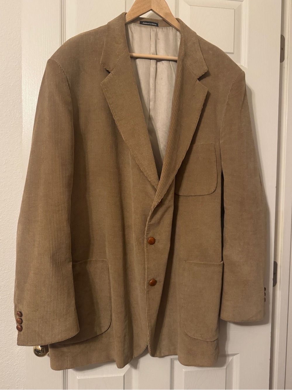 Vintage E.M. Rigby Men’s Big & Tall Corduroy Blazer Jacket in Camel Size 2XT